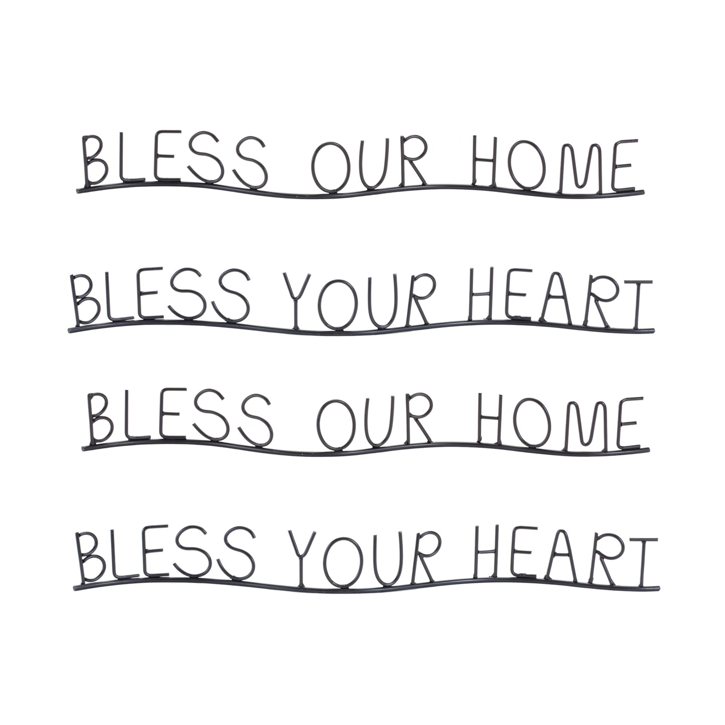 Bless Our Home and Heart Sentiment Decor (Set of 4)