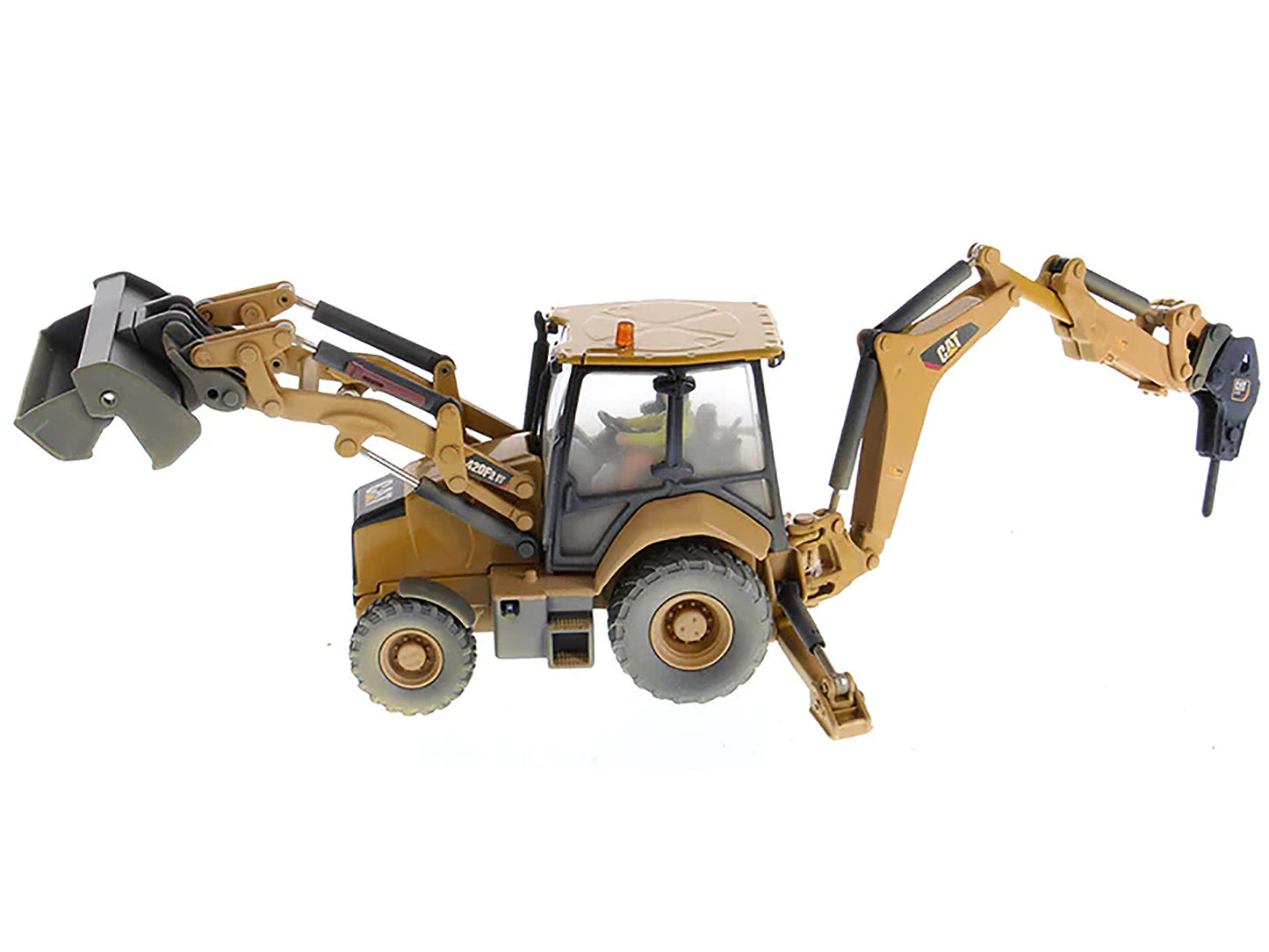 Diecast Masters CAT Caterpillar 420F2 IT Backhoe Loader with Operator Yellow "Weathered Series" 1/50 Diecast Model by Diecast Masters