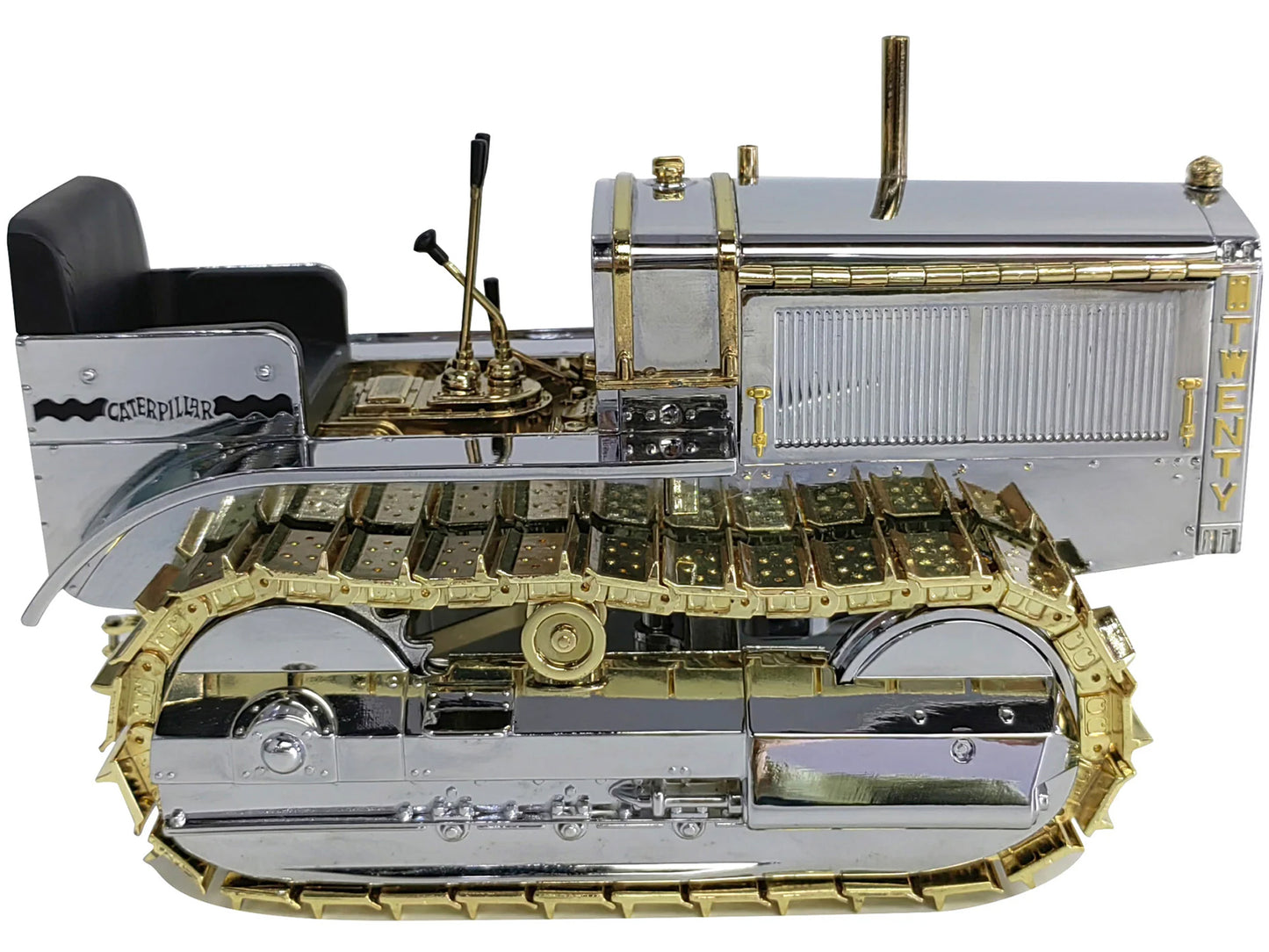 Diecast Masters CAT Caterpillar Twenty Tractor "100th Anniversary" Chrome and Gold "Centennial Series" 1/16 Diecast Model by Diecast Masters