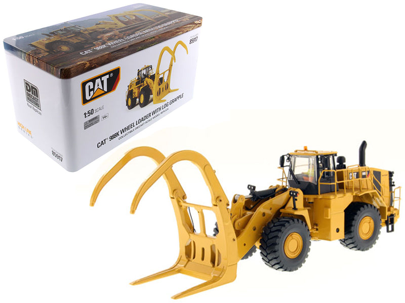 Diecast Masters CAT Caterpillar 988K Wheel Loader with Grapple with Operator "High Line Series" 1/50 Diecast Model by Diecast Masters