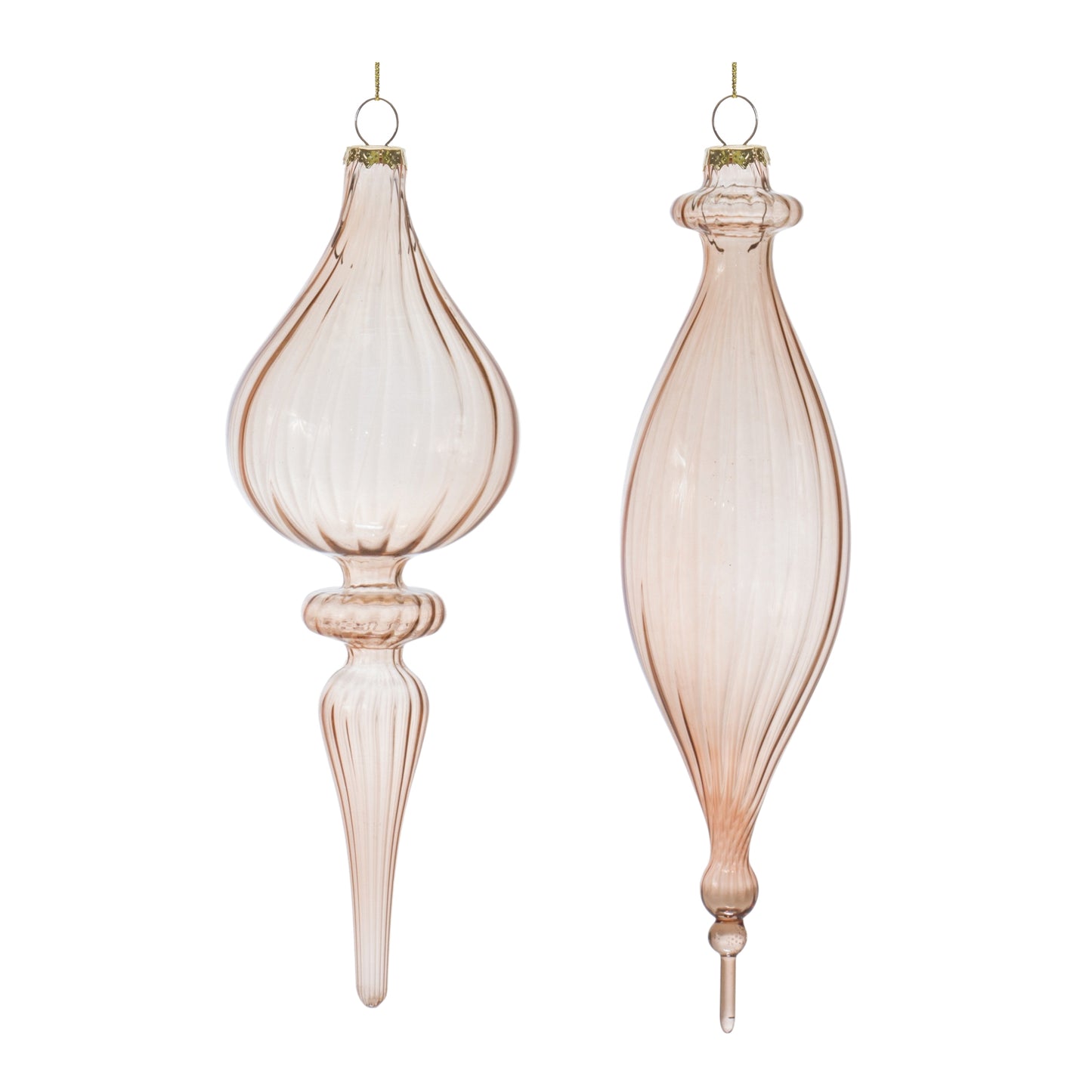 Ribbed Glass Finial Ornament (Set of 6)