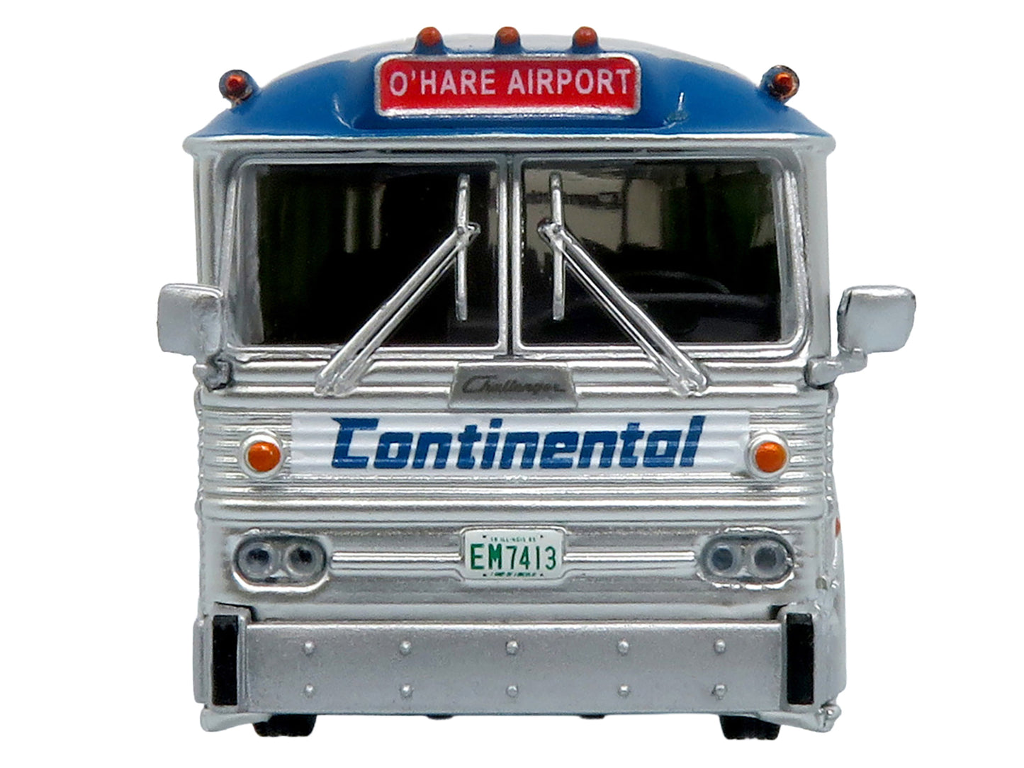 1964 MCI MC-5A Coach Bus "Continental Air Transport" Silver with Blue Stripes "Vintage Bus & Motorcoach Collection" Limited Edition to 504 pieces Worldwide 1/87 (HO) Diecast Model by Iconic Replicas