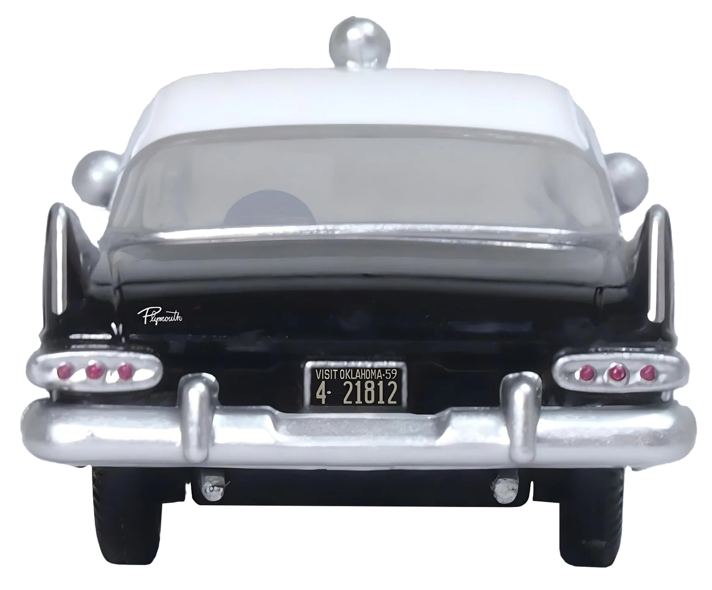 1959 Plymouth Savoy Black and White "Oklahoma Highway Patrol" 1/87 (HO) Scale Diecast Model Car by Oxford Diecast
