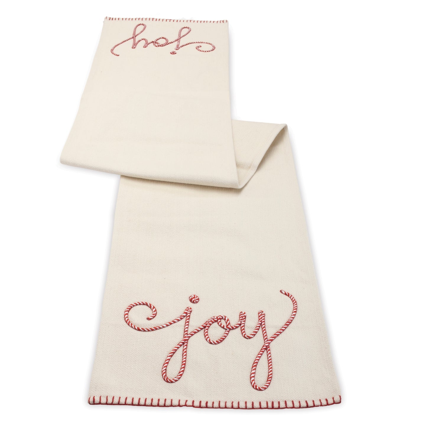 Embroidered Joy Holiday Table Runner 72"L