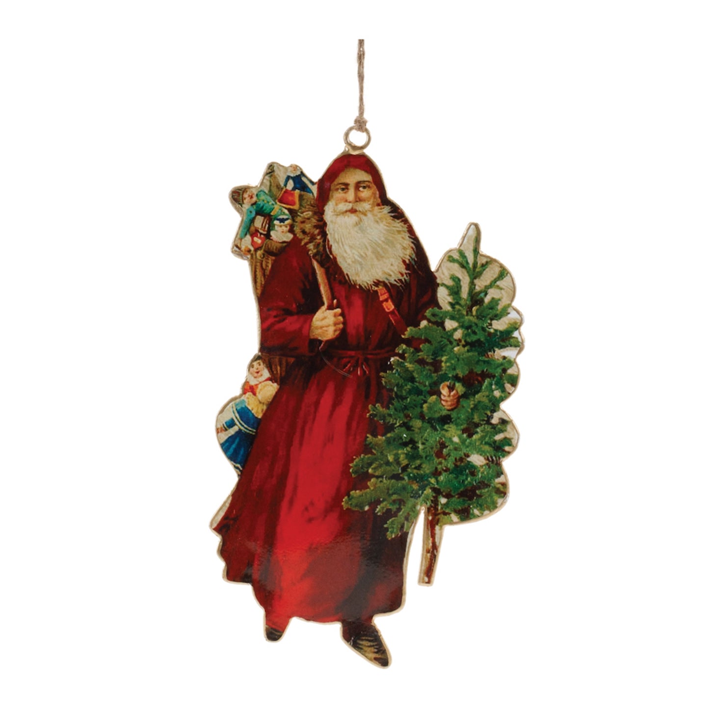 Vintage Metal Santa Ornament (Set of 6)