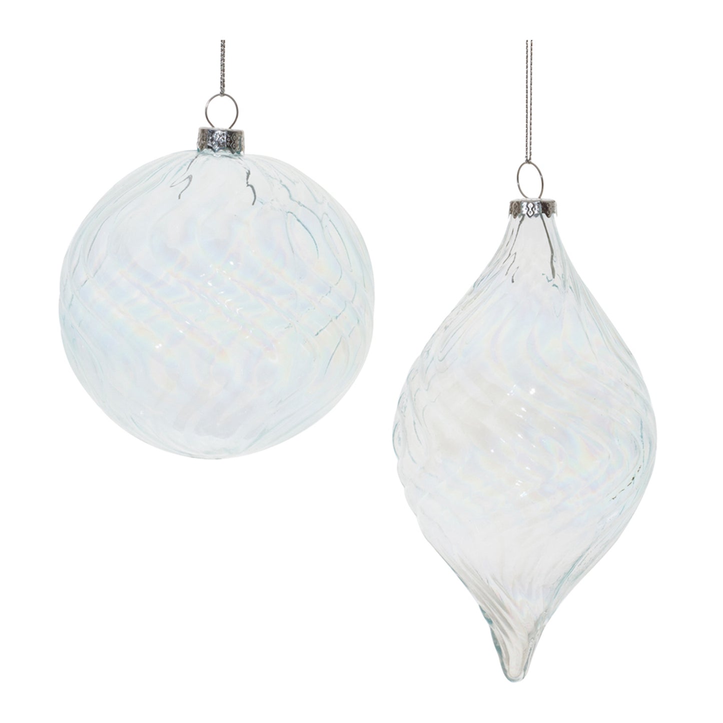 Clear Wavy Glass Ornament (Set of 6)
