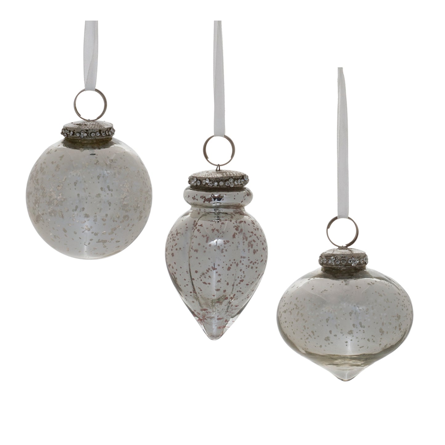 Grey Mercury Glass Ornament (Set of 6)