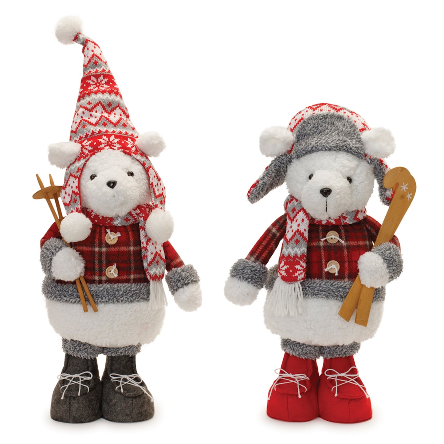 Plush Polar Bear with Skis (Set of 2)