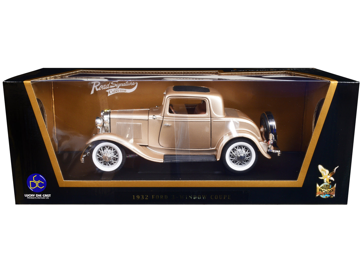 Road Signature 1932 Ford 3 Window Coupe Gold 1/18 Diecast Model Car by Road Signature