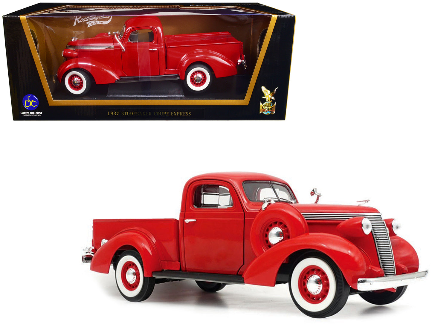 Road Signature 1937 Studebaker Coupe Express Pickup Truck Red 1/18 Diecast Model Car by Road Signature
