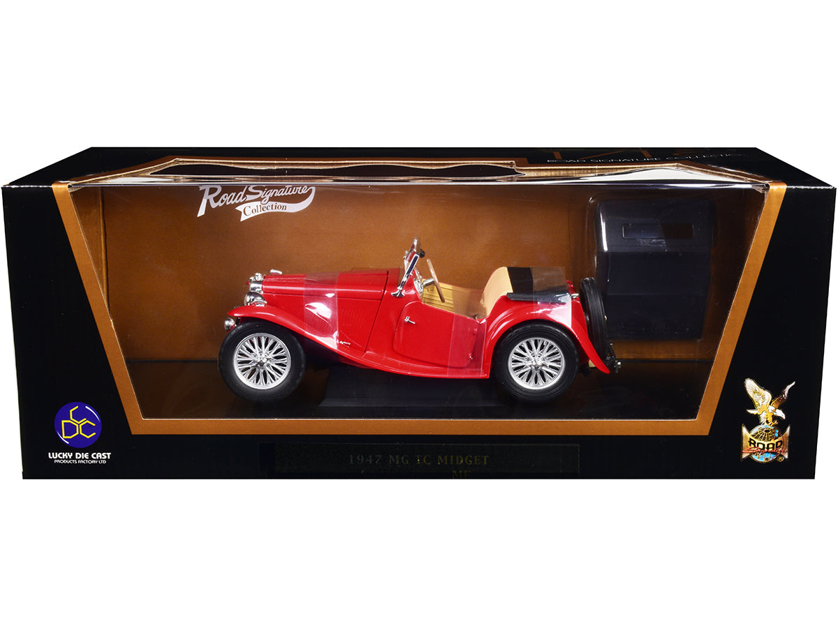 Road Signature 1947 MG TC Midget Red 1/18 Diecast Model Car by Road Signature