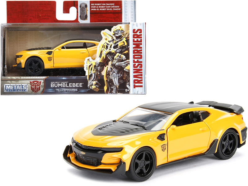 Jada 2016 Chevrolet Camaro Yellow Bumblebee with Robot on Chassis "Transformers: The Last Knight" (2017) Movie 1/32 Diecast Model Car by Jada