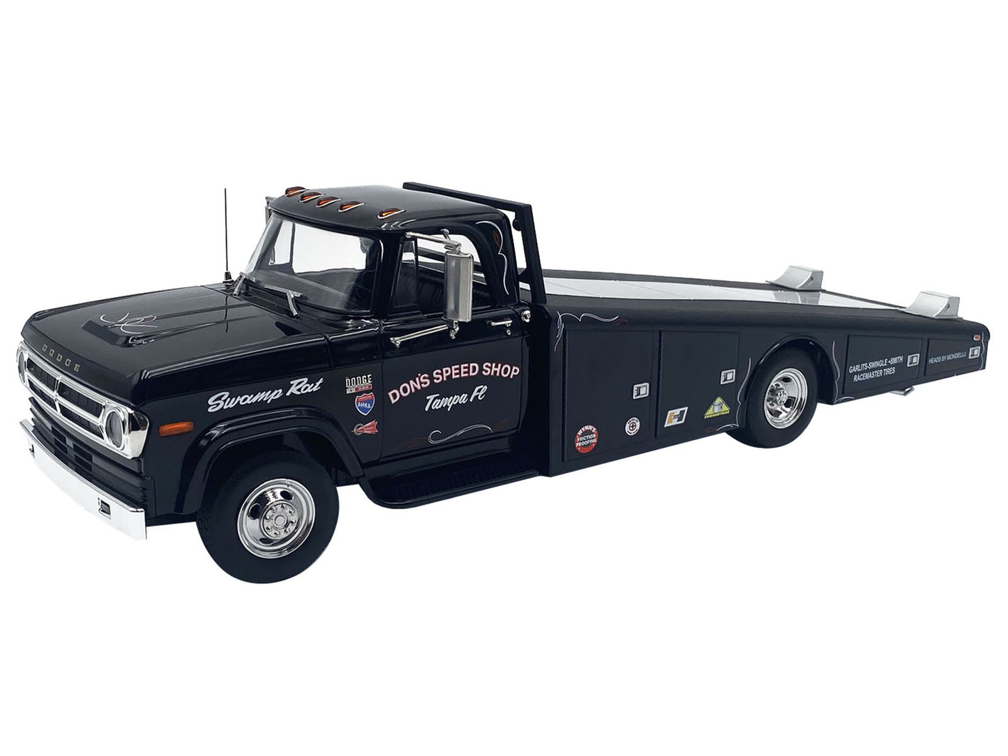 Acme 1970 Dodge D-300 Ramp Truck Black "Don's Speed Shop" Limited Edition to 300 pieces Worldwide 1/18 Diecast Model Car by ACME