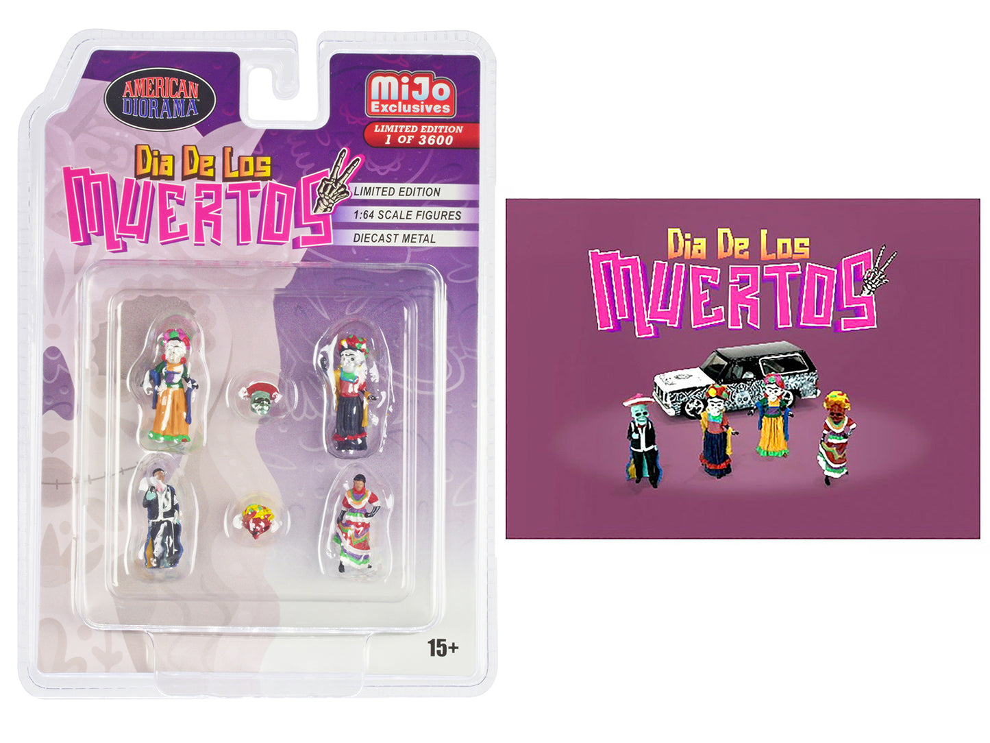 American Diorama "Dia de los Muertos 2" 6 piece Diecast Set (4 Figures 2 Masks) Limited Edition to 3600 pieces Worldwide for 1/64 Scale Models by American Diorama