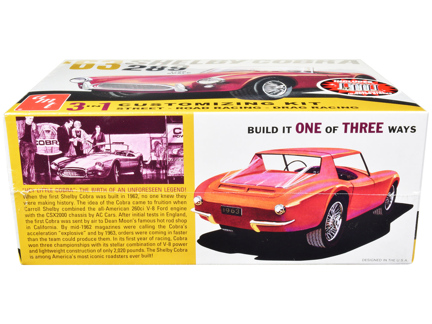 AMT Skill 2 Model Kit 1963 Shelby Cobra 289 3 in 1 Kit 1/25 Scale Model by AMT