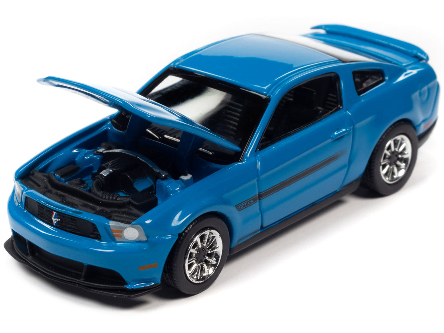 Autoworld 2012 Ford Mustang GT/CS Grabber Blue with Black Stripes "Modern Muscle" Limited Edition 1/64 Diecast Model Car by Auto World