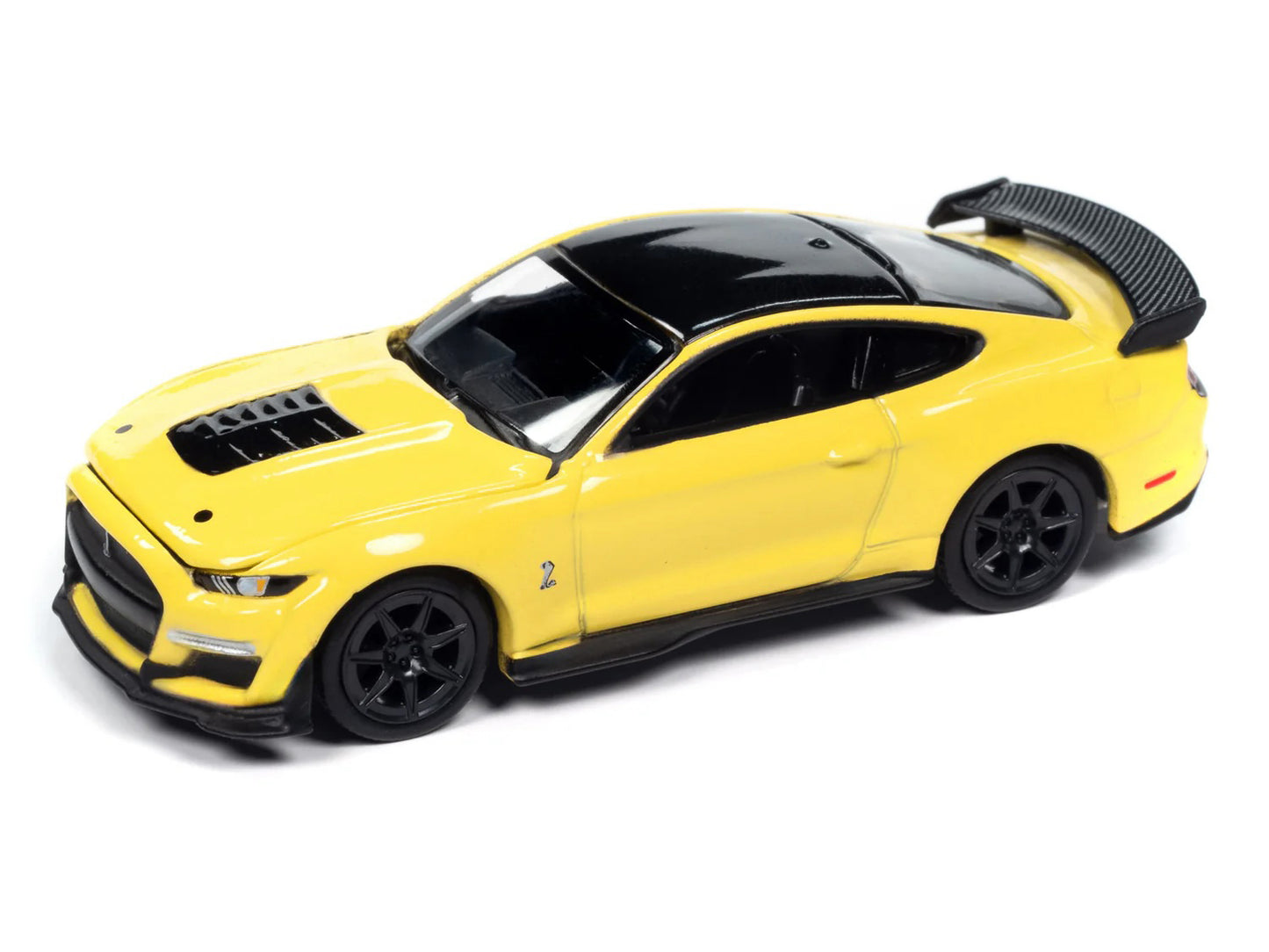 Autoworld 2021 Ford Mustang Shelby GT500 Carbon Fiber Track Pack Grabber Yellow with Black Top "Modern Muscle" Series 1/64 Diecast Model Car by Auto World