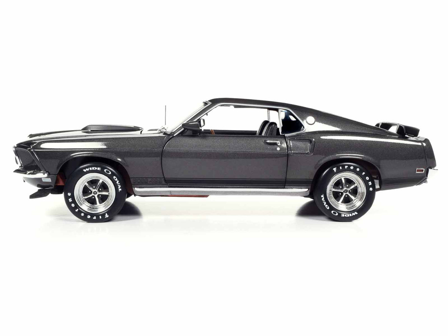 Autoworld 1969 Ford Mustang Dark Gray Metallic with Black Stripes "John Wick" (2014) Movie "Silver Screen Machines" Series 1/18 Diecast Model Car by Auto World