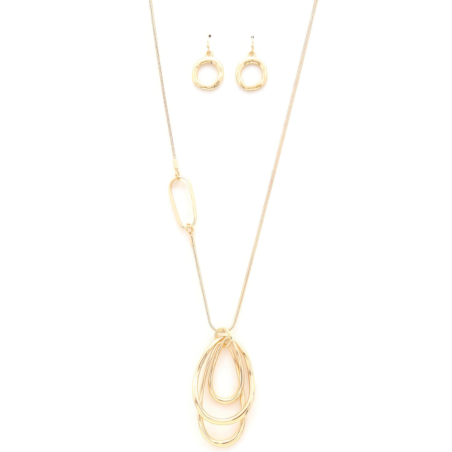 Oval Pendant Metal Necklace