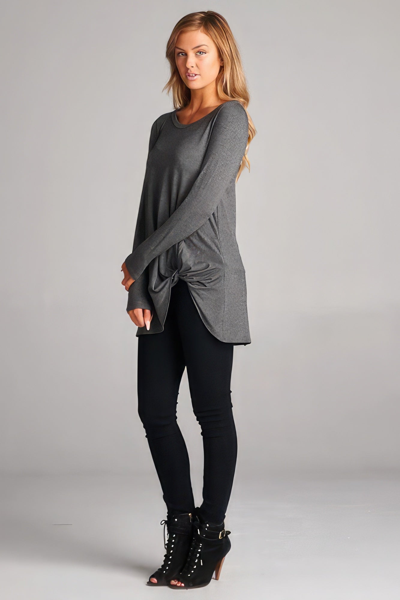 Long Sleeves Twist Detail Tunic Top