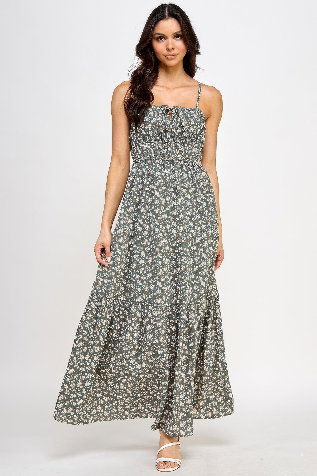 Floral Smocked Ruffle Maxi Dress