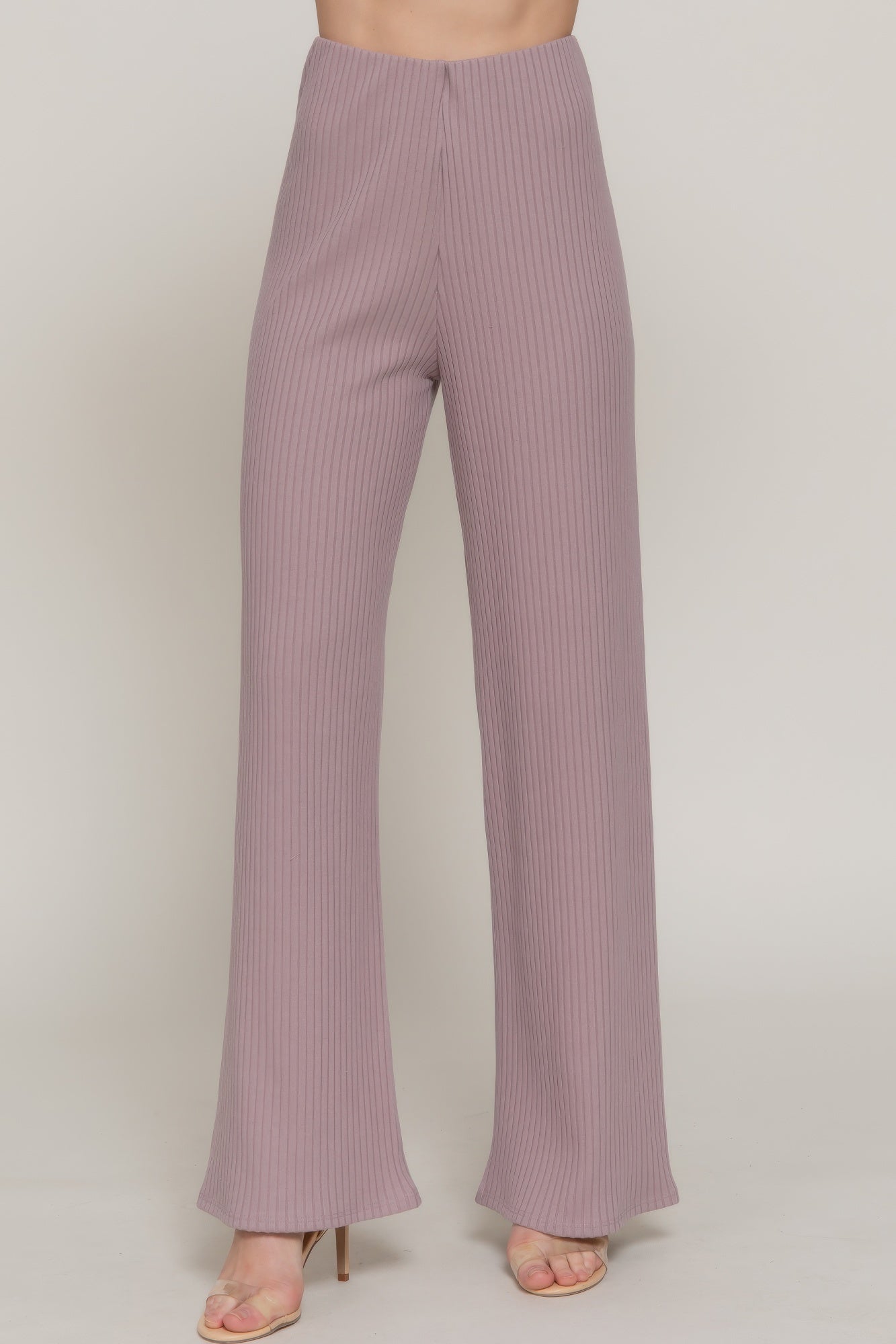 Inside Elastic Waistband Wide Rib Knit Pants