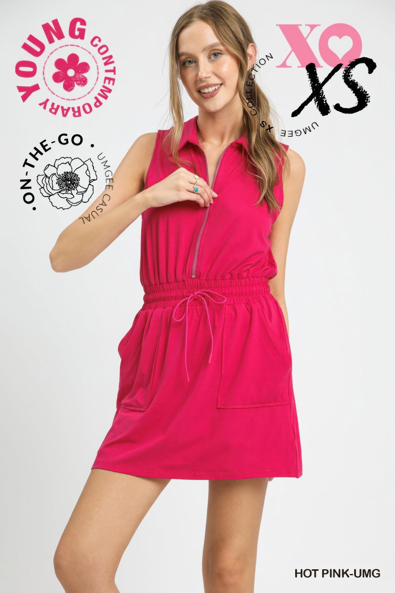 Zip Front Casual Mini Dress