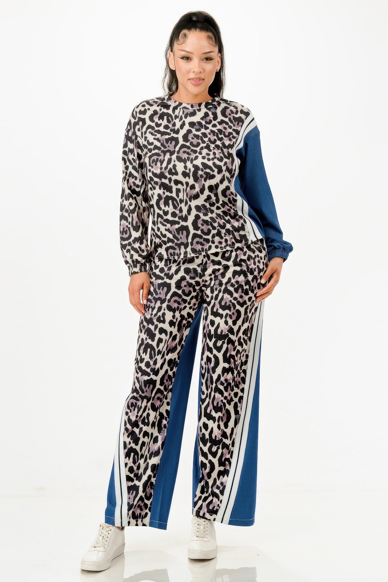 Leopard Denim Pants Set