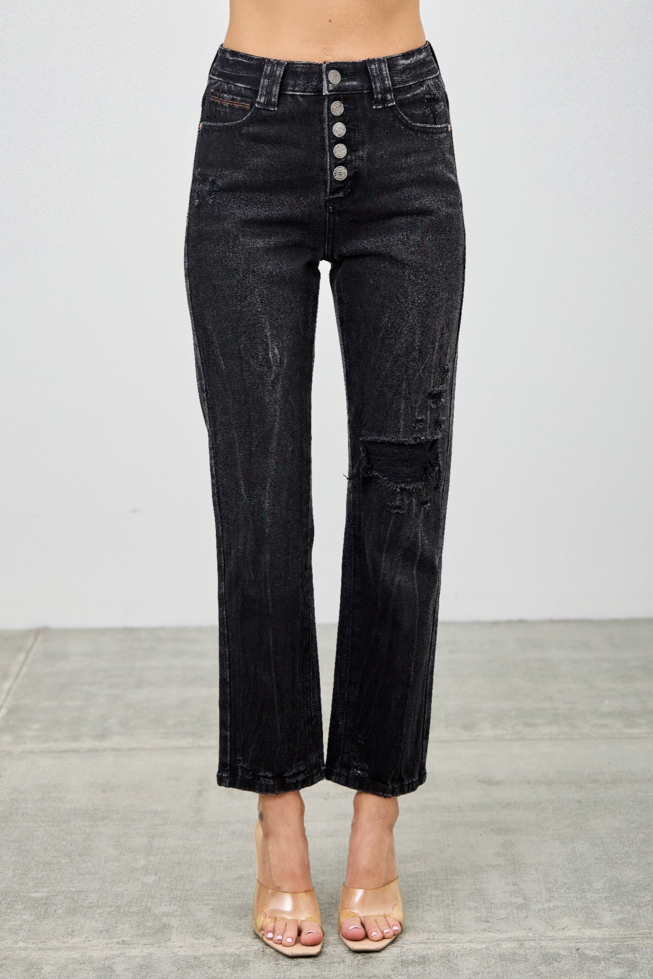 High Rise Slim Fit With Button Fly