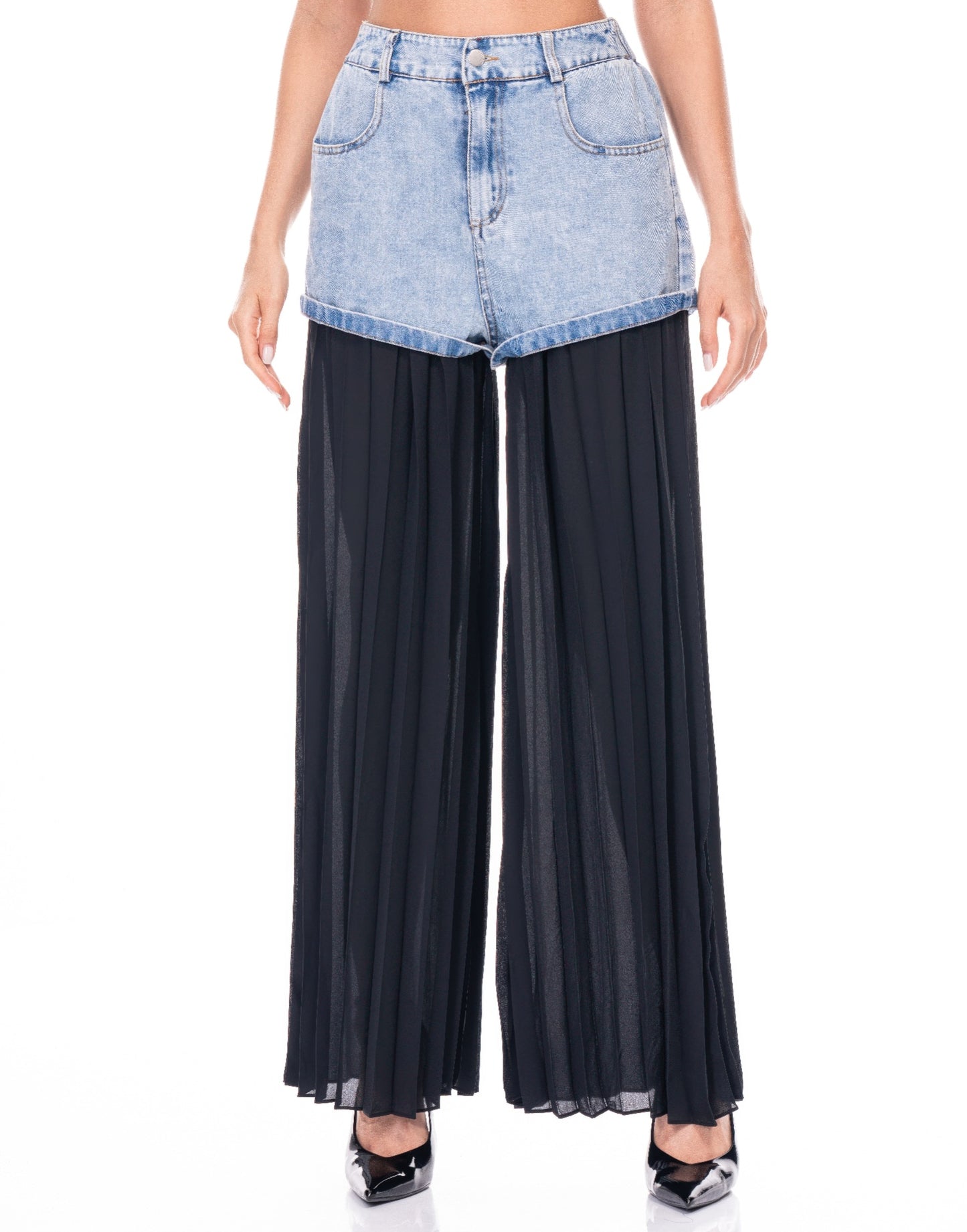 Denim Contrast Pants