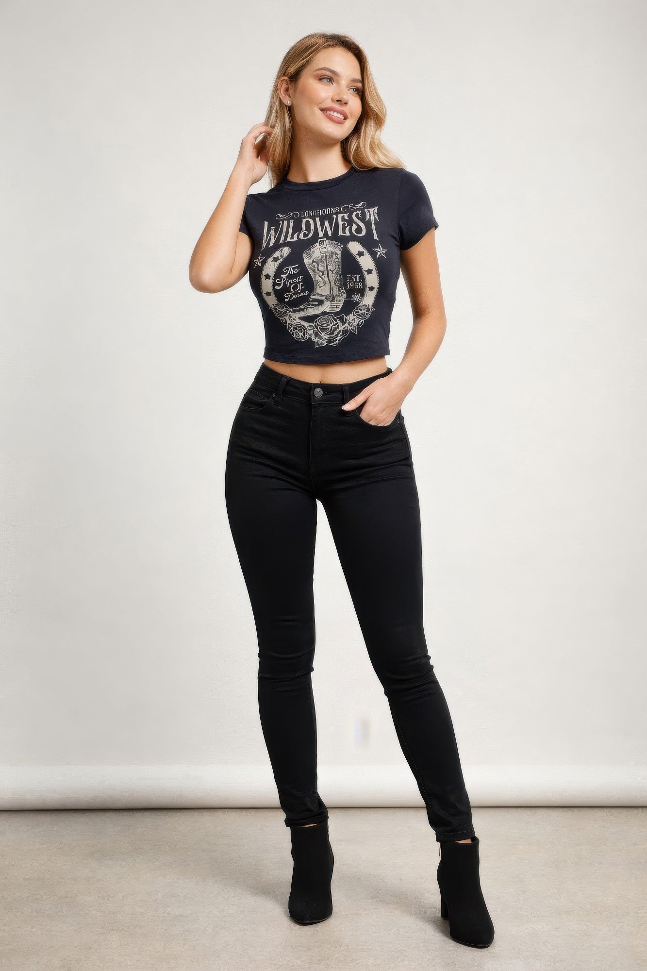 Wild West Graphic Cropped Baby Tee