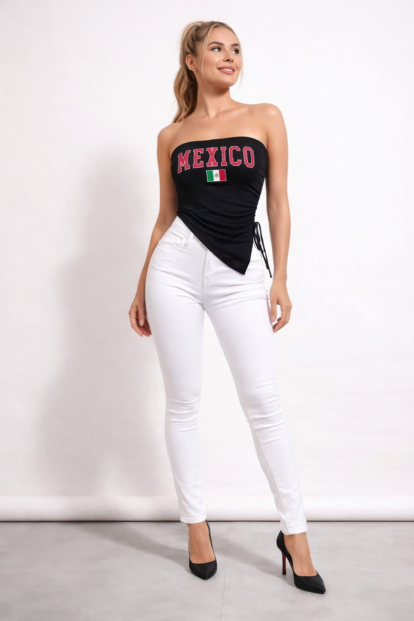 Mexico Graphic Strapless Tube Top