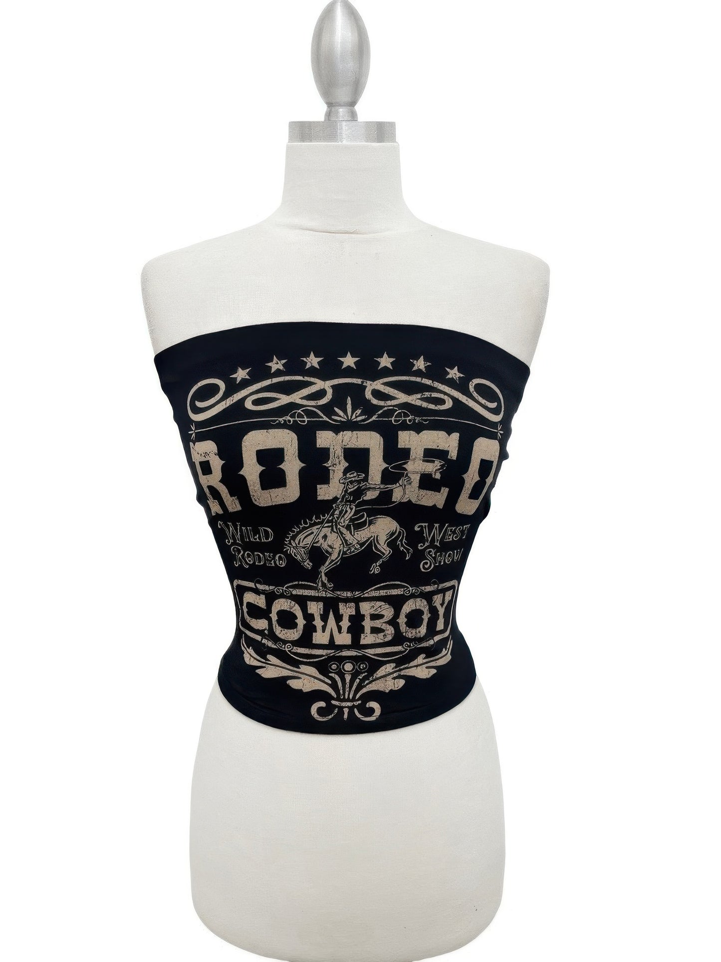 Western Rodeo Cowboy Graphic Tube Top