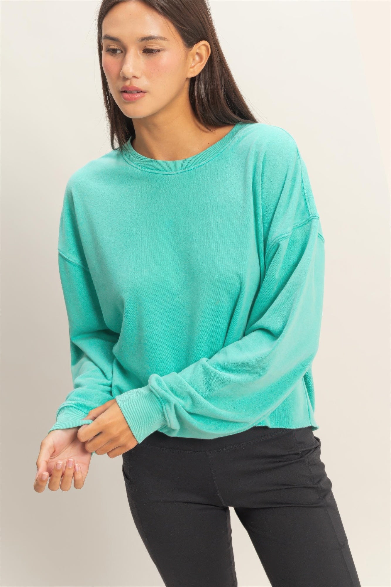 Cropped Mineral Wash Sweatshirt