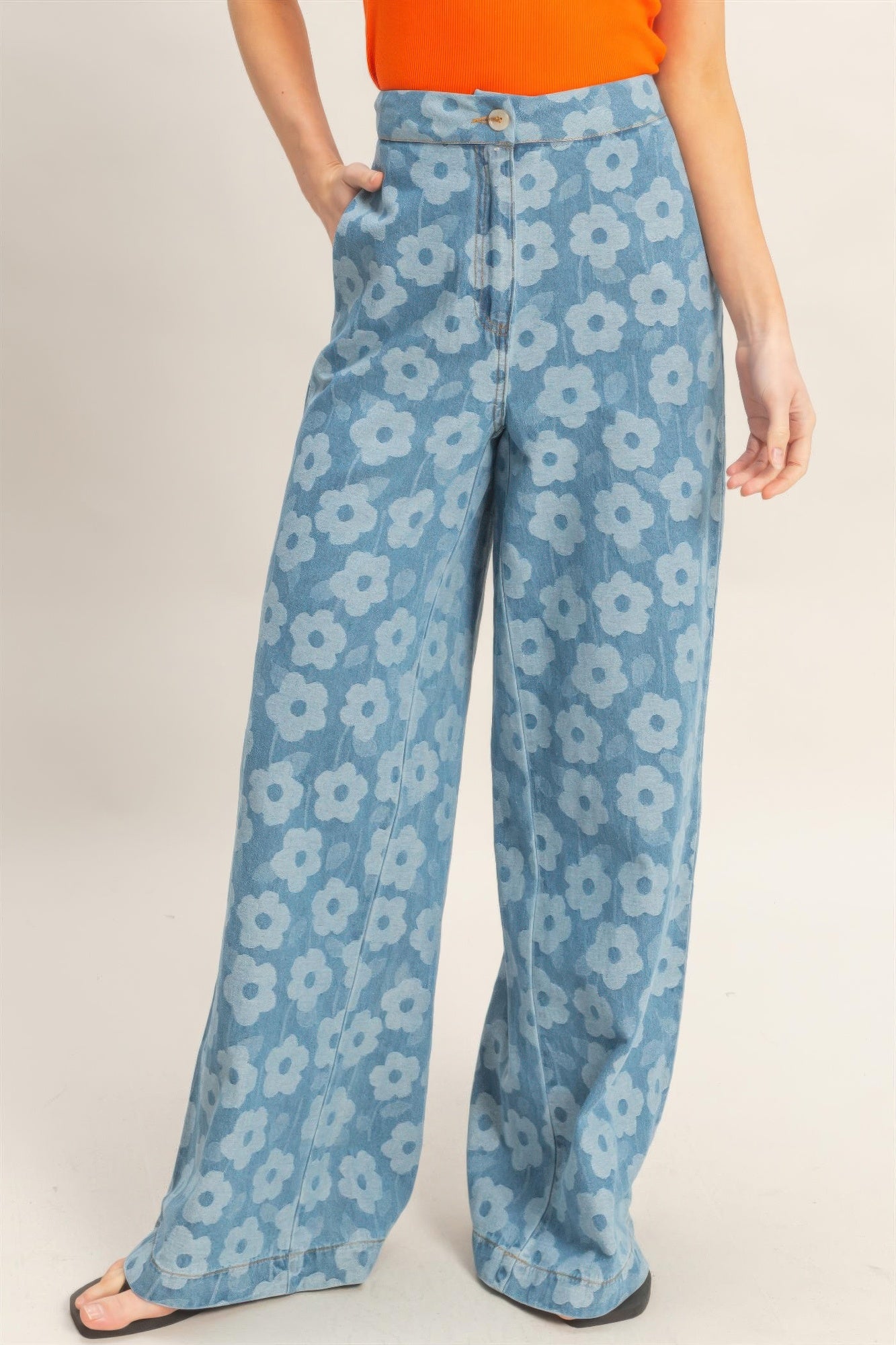 Floral Wide-leg Pants