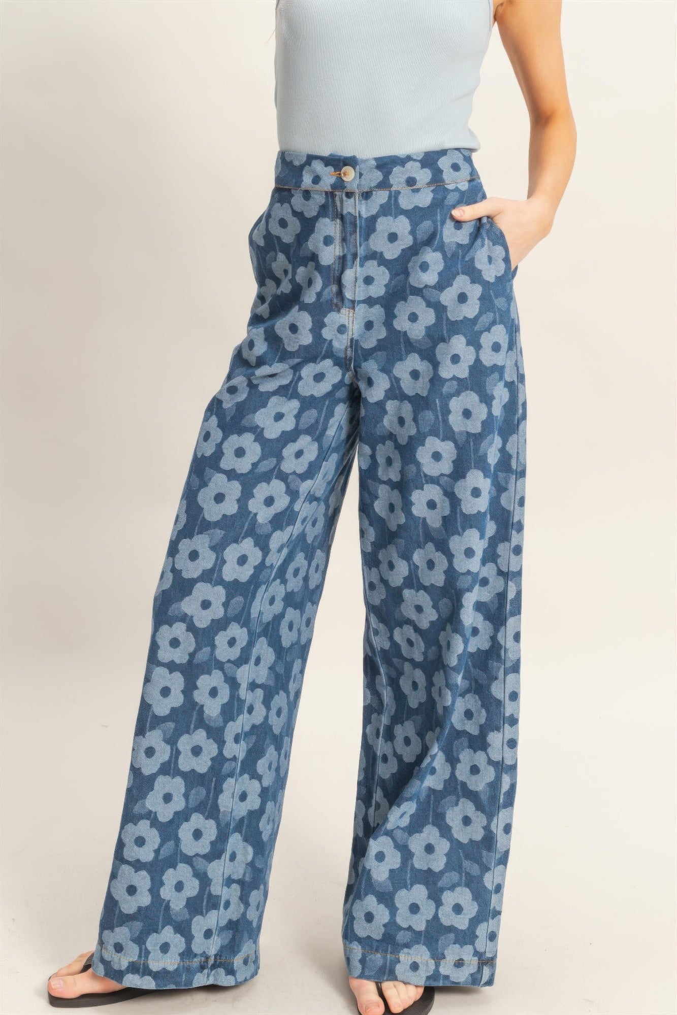 Floral Wide-leg Pants