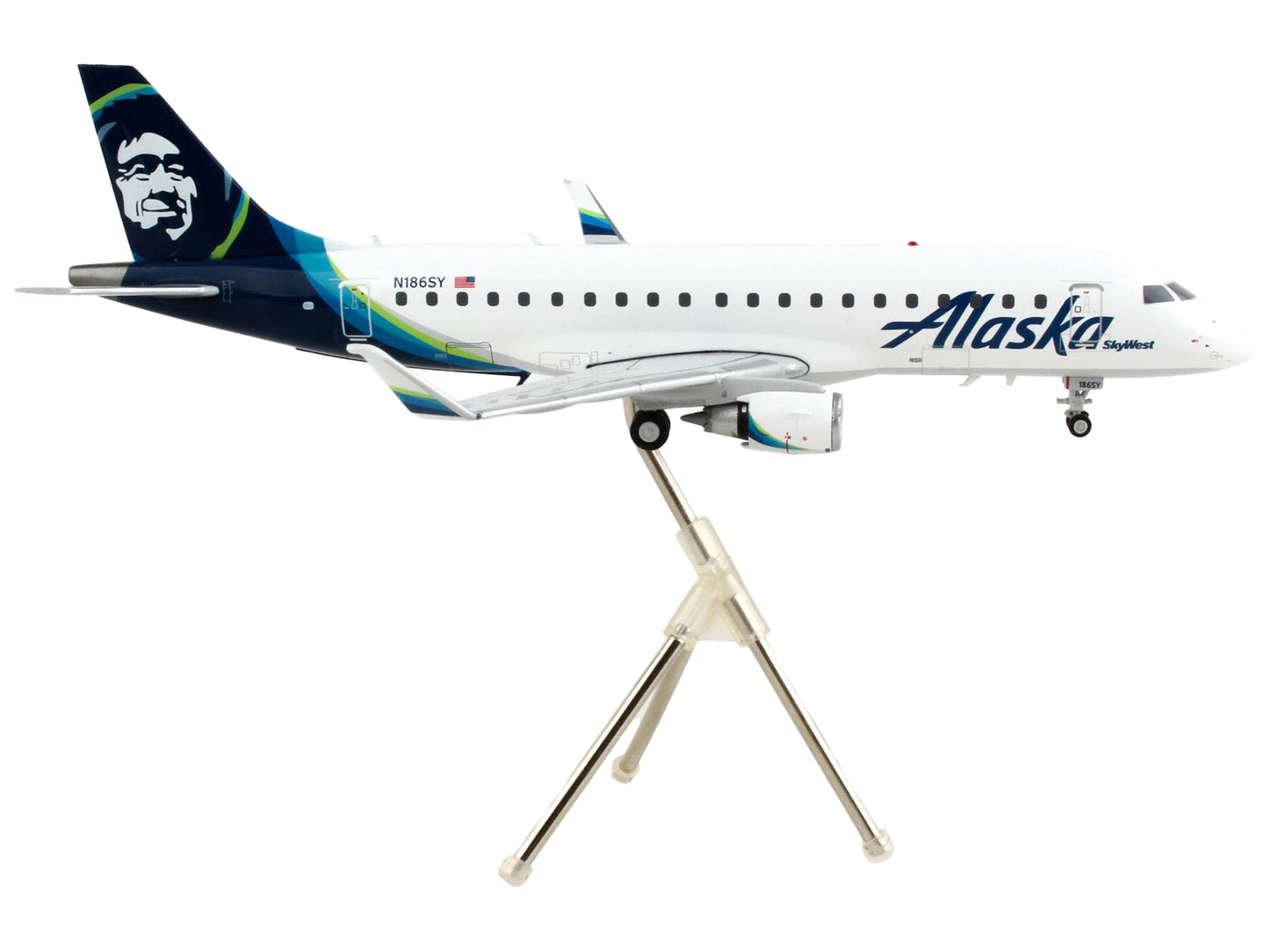 GeminiJets Embraer ERJ-175 Commercial Aircraft "Alaska Airlines" White with Blue Tail "Gemini 200" Series 1/200 Diecast Model Airplane by GeminiJets
