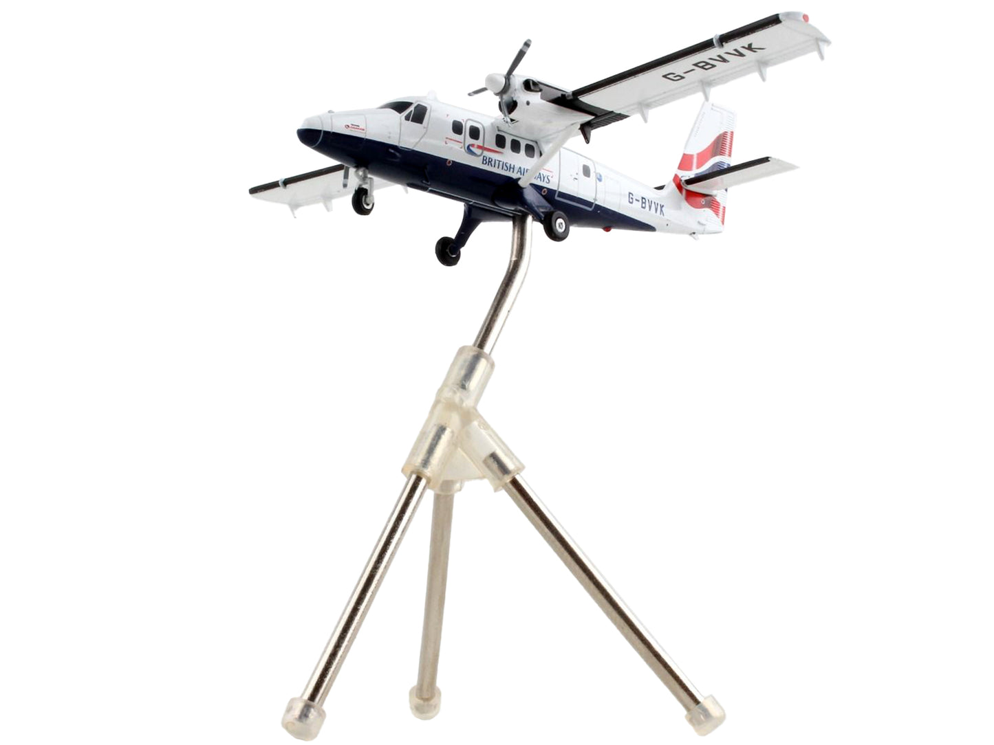 GeminiJets De Havilland DHC-6-300 Commercial Aircraft "British Airways" White with Striped Tail "Gemini 200" Series 1/200 Diecast Model Airplane by GeminiJets