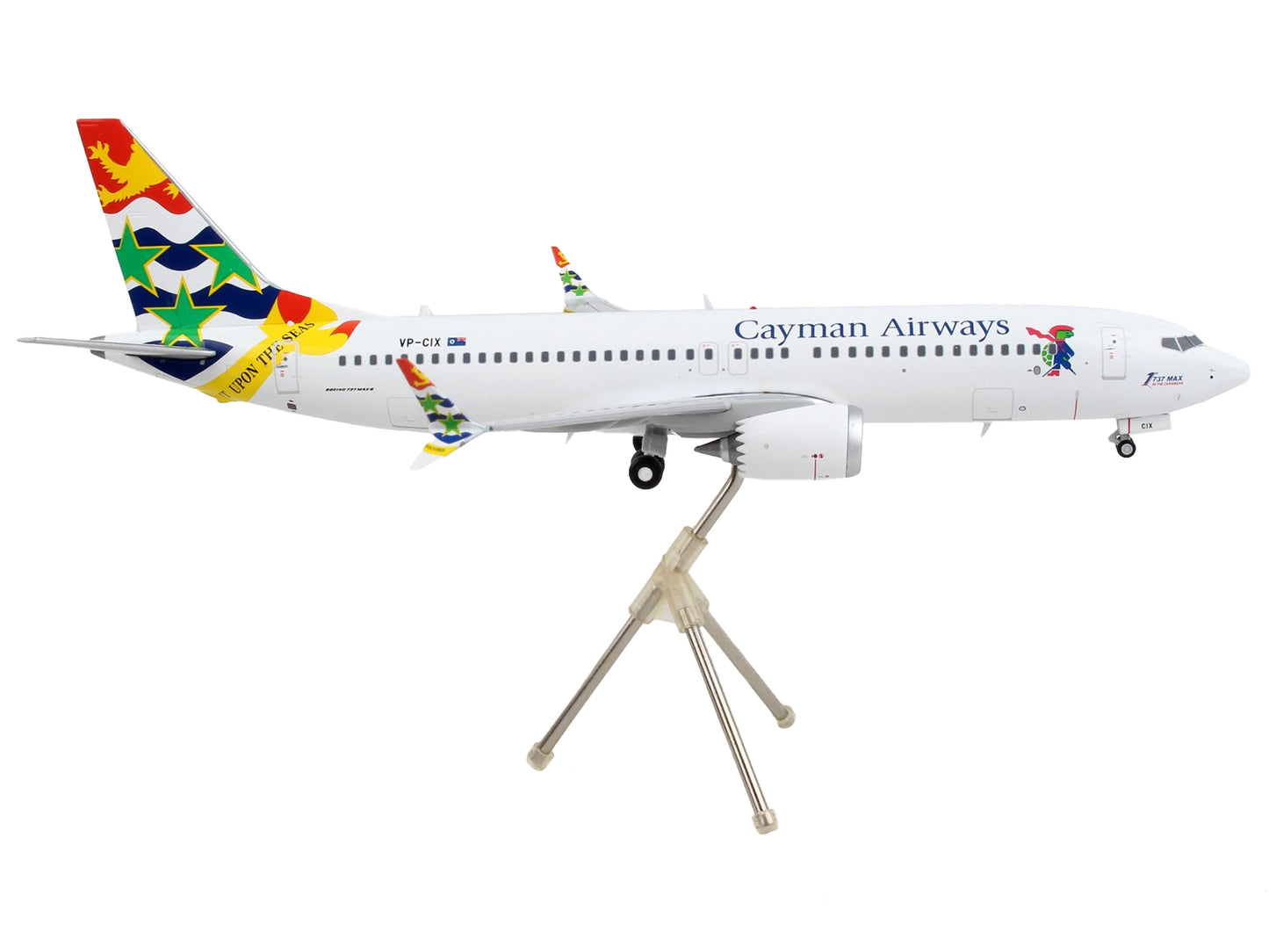 GeminiJets Boeing 737 MAX 8 Commercial Aircraft "Cayman Airways" White with Tail Graphics "Gemini 200" Series 1/200 Diecast Model Airplane by GeminiJets