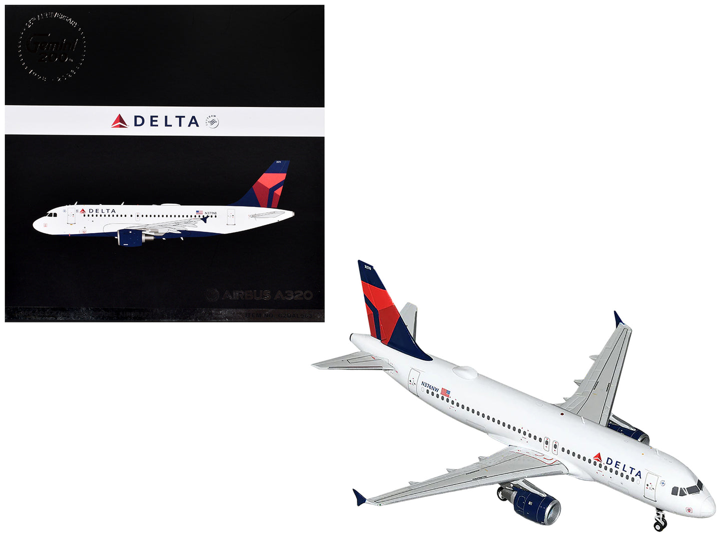 GeminiJets Airbus A320 Commercial Aircraft "Delta Air Lines" (N376NW) White with Red and Blue Tail "Gemini 200" Series 1/200 Diecast Model Airplane by GeminiJets