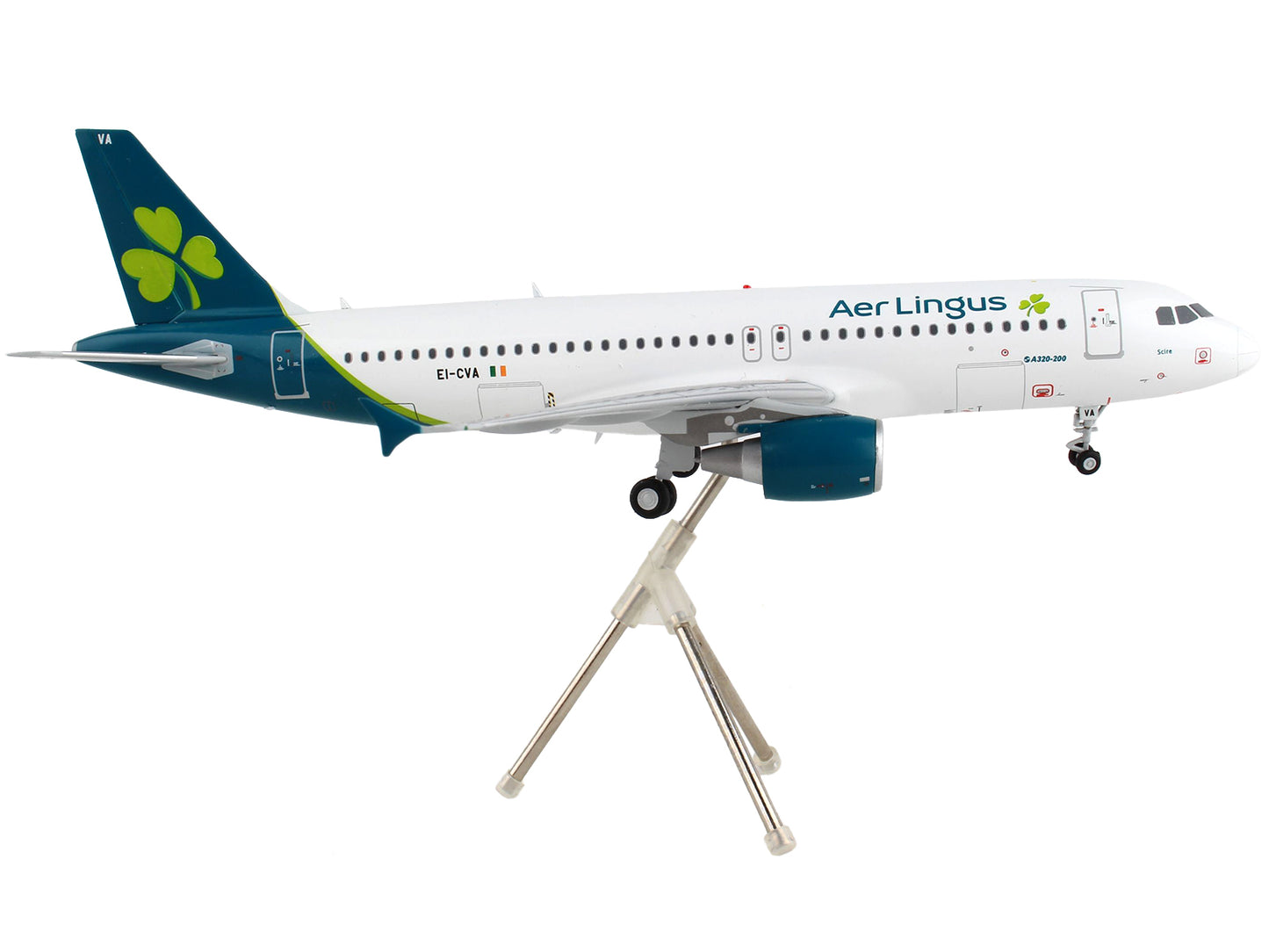 GeminiJets Airbus A320 Commercial Aircraft "Aer Lingus" White with Teal Tail "Gemini 200" Series 1/200 Diecast Model Airplane by GeminiJets