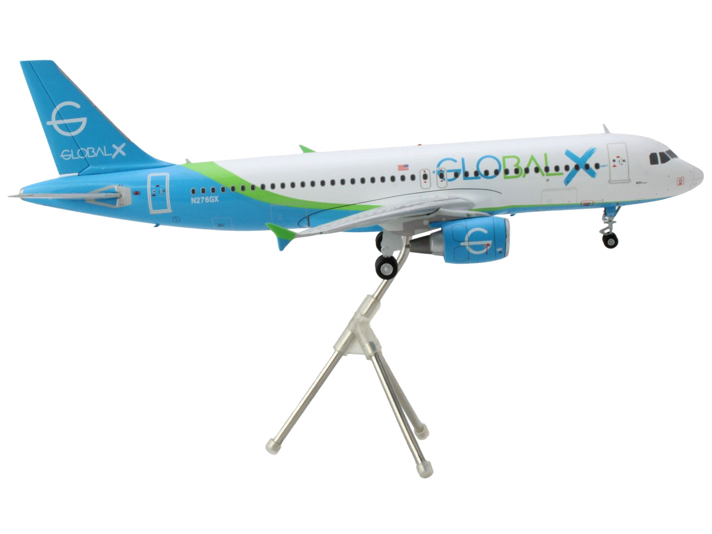 GeminiJets Airbus A320 Commercial Aircraft "GlobalX Airlines" White with Blue and Green Tail "Gemini 200" Series 1/200 Diecast Model Airplane by GeminiJets