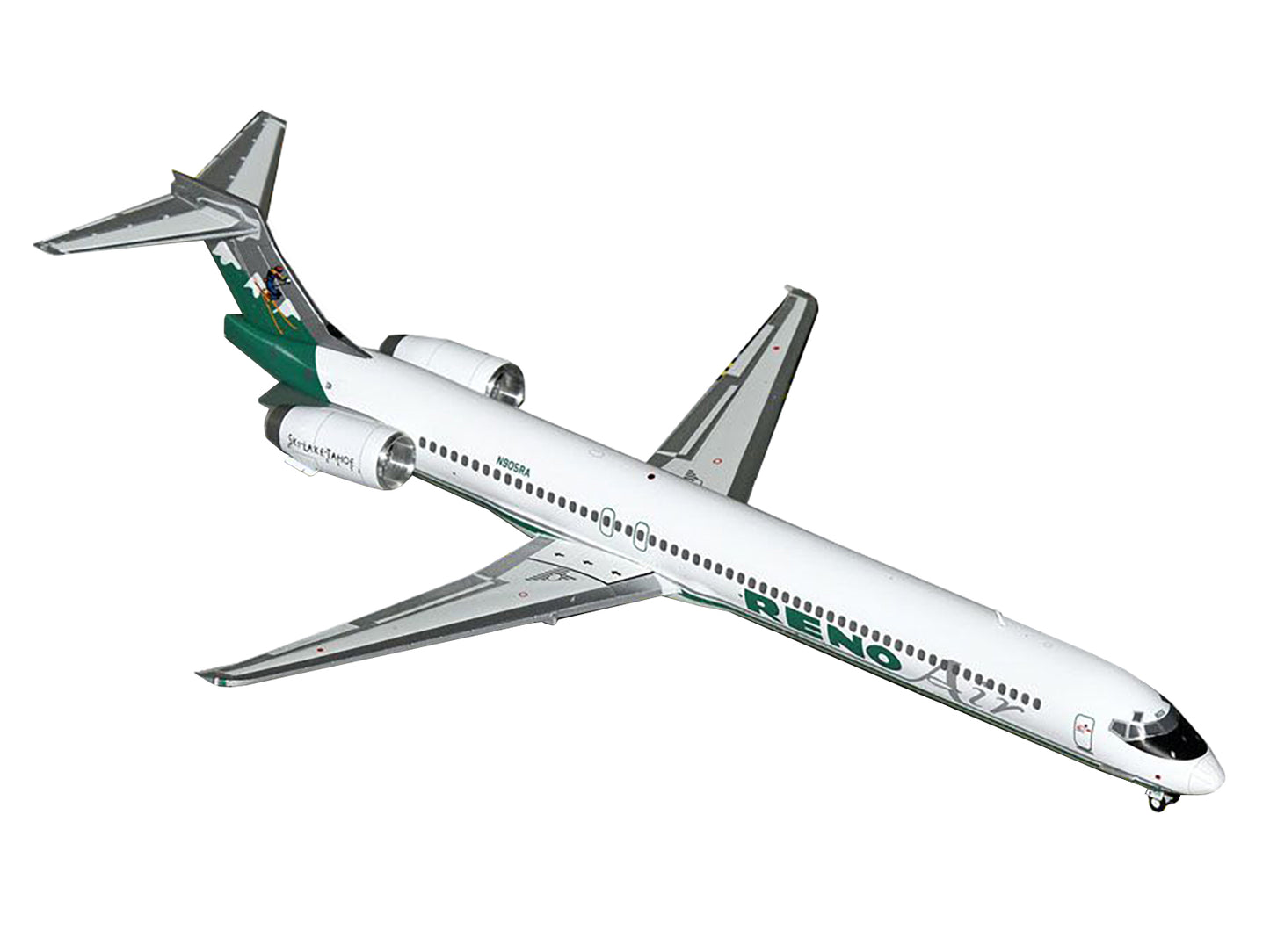 GeminiJets McDonnell Douglas MD-90 Commercial Aircraft "Reno Air" (N905RA) White with Green Tail "Gemini 200" Series 1/200 Diecast Model Airplane by GeminiJets