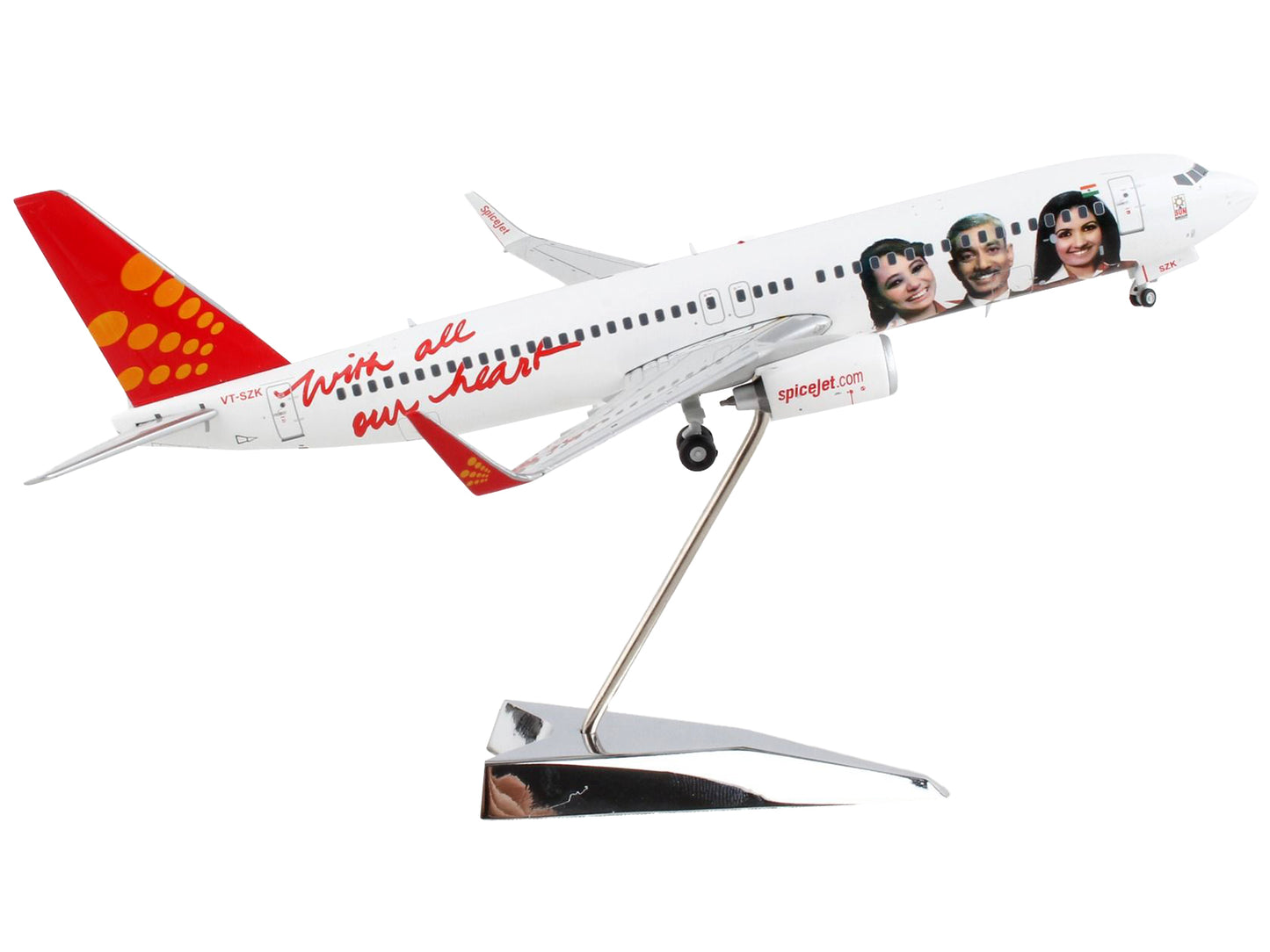 GeminiJets Boeing 737-800 Commercial Aircraft "SpiceJet" White with Red Tail "Gemini 200" Series 1/200 Diecast Model Airplane by GeminiJets