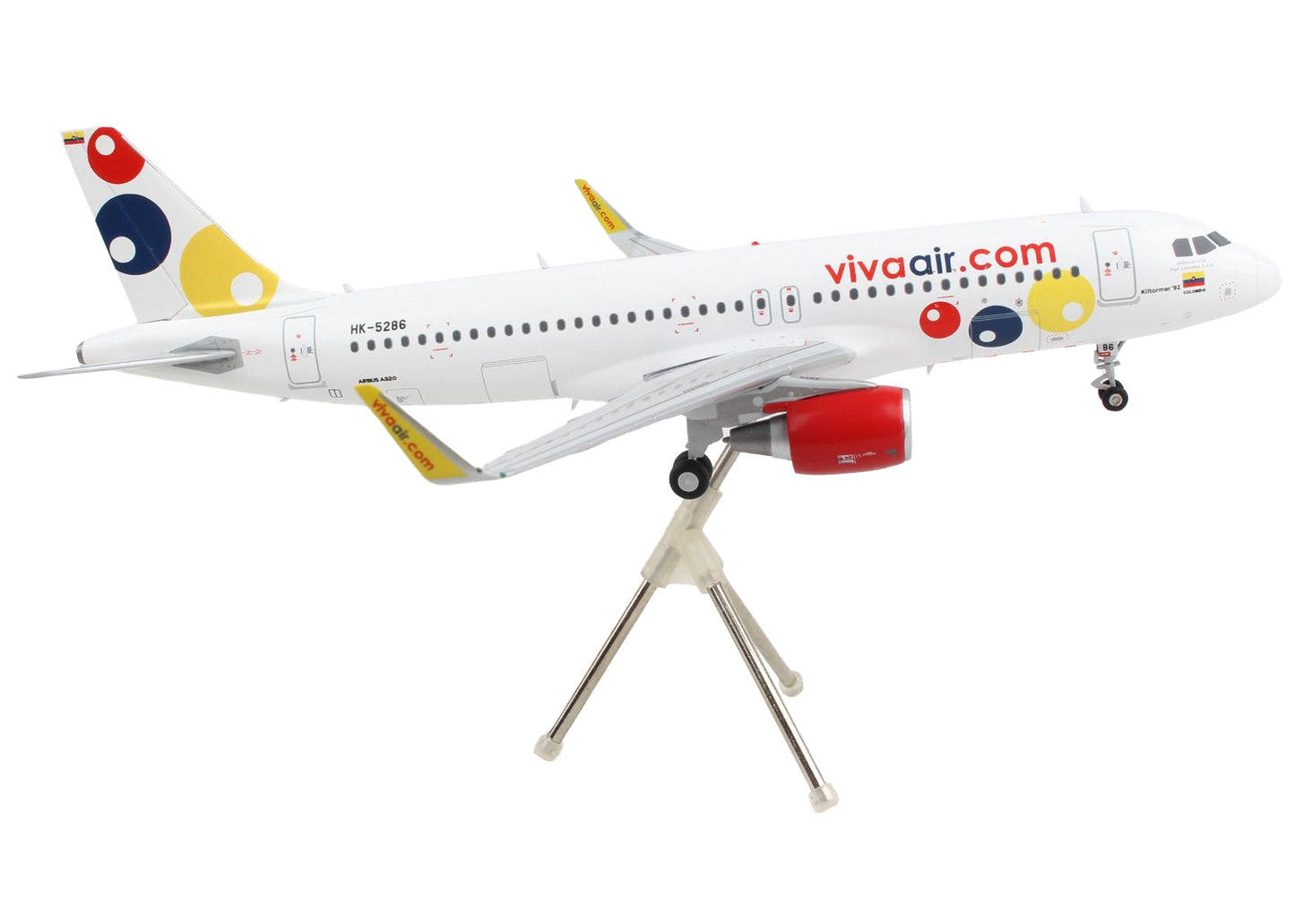 GeminiJets Airbus A320 Commercial Aircraft "Viva Air" White with Tail Graphics "Gemini 200" Series 1/200 Diecast Model Airplane by GeminiJets