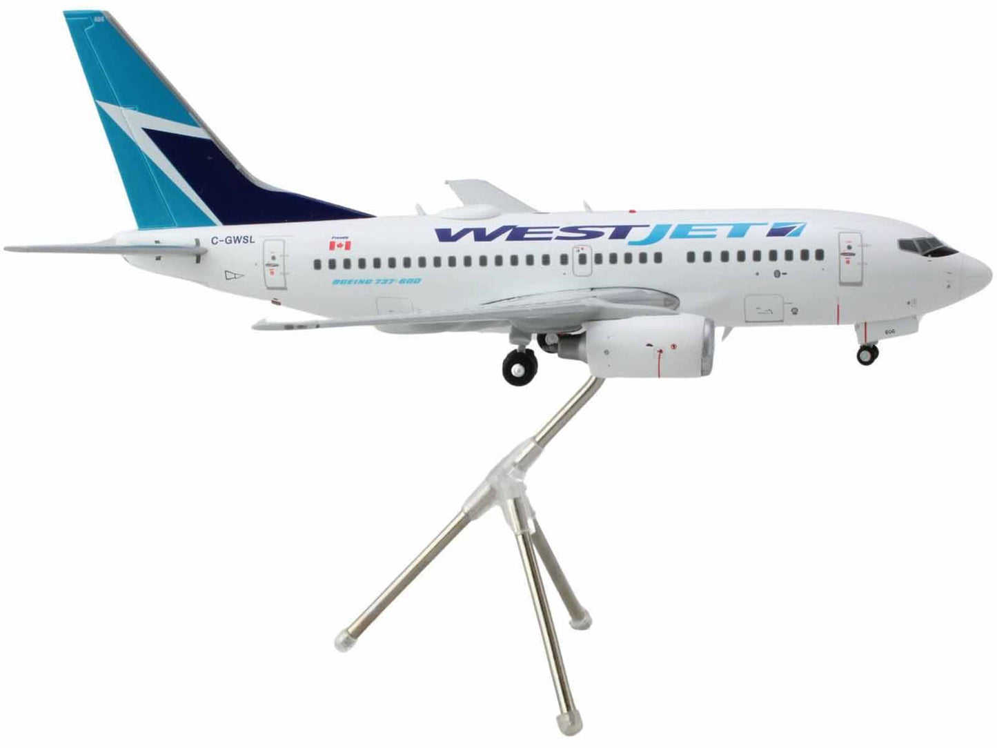 GeminiJets Boeing 737-600 Commercial Aircraft "WestJet" (C-GWSL) White with Blue Tail "Gemini 200" Series 1/200 Diecast Model Airplane by GeminiJets