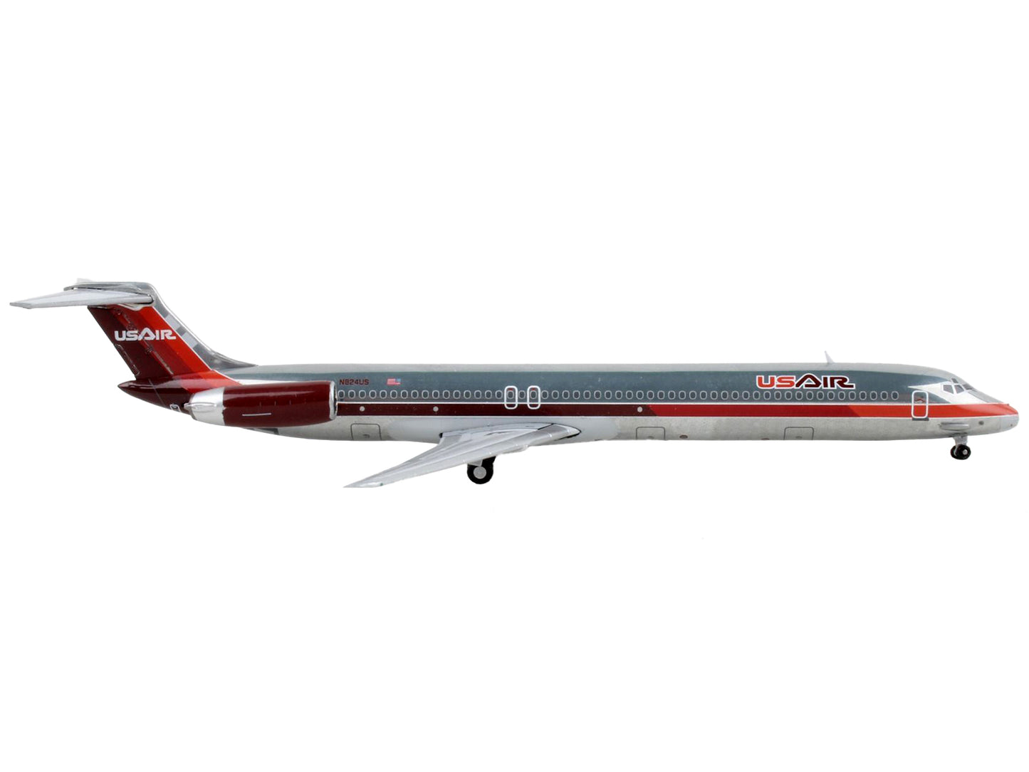 GeminiJets McDonnell Douglas MD-82 Commercial Aircraft "USAir" Silver with Red Tail 1/400 Diecast Model Airplane by GeminiJets