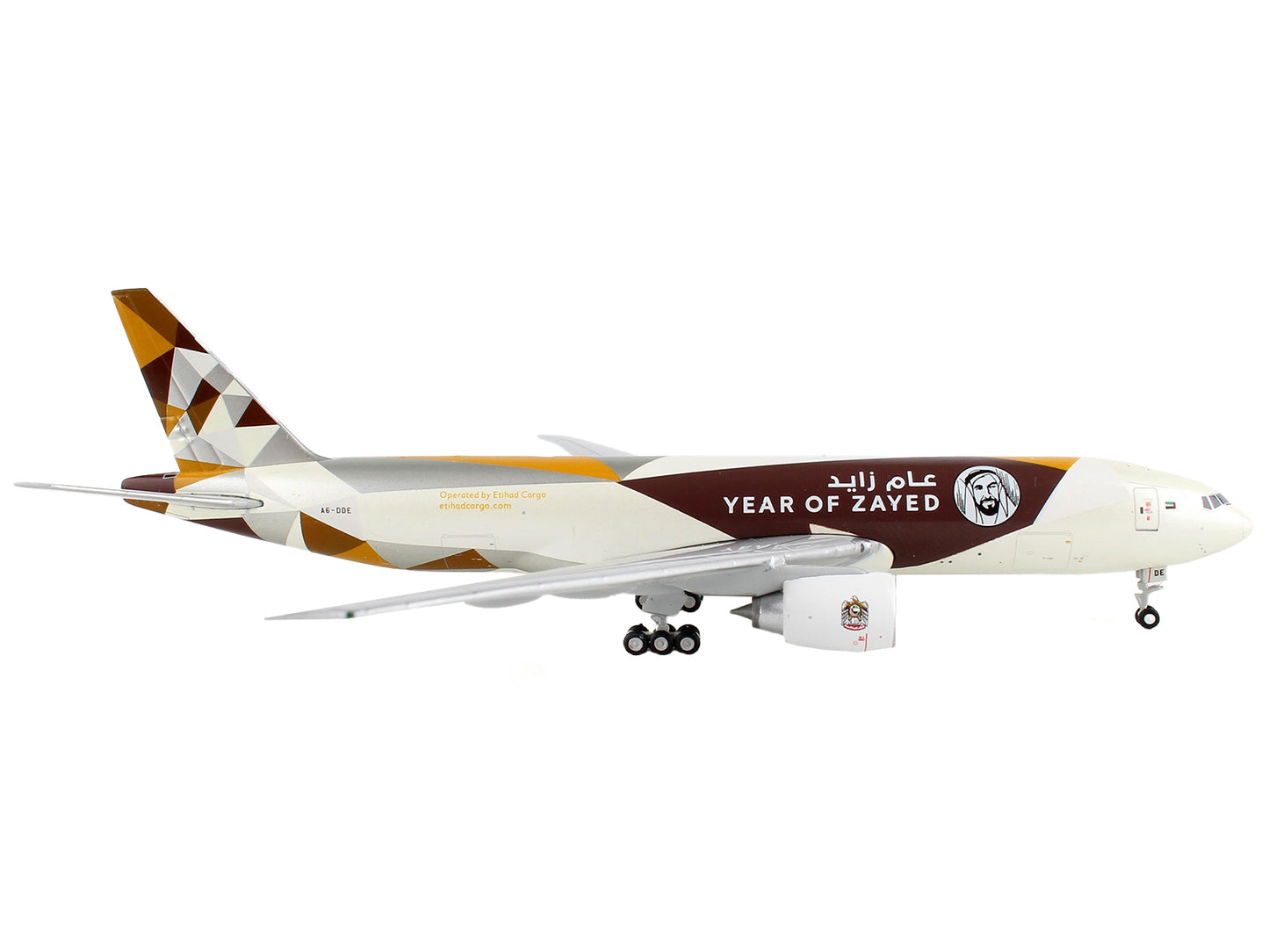 GeminiJets Boeing 777F Commercial Aircraft "Etihad Cargo - Year of Zayed" White with Graphics 1/400 Diecast Model Airplane by GeminiJets