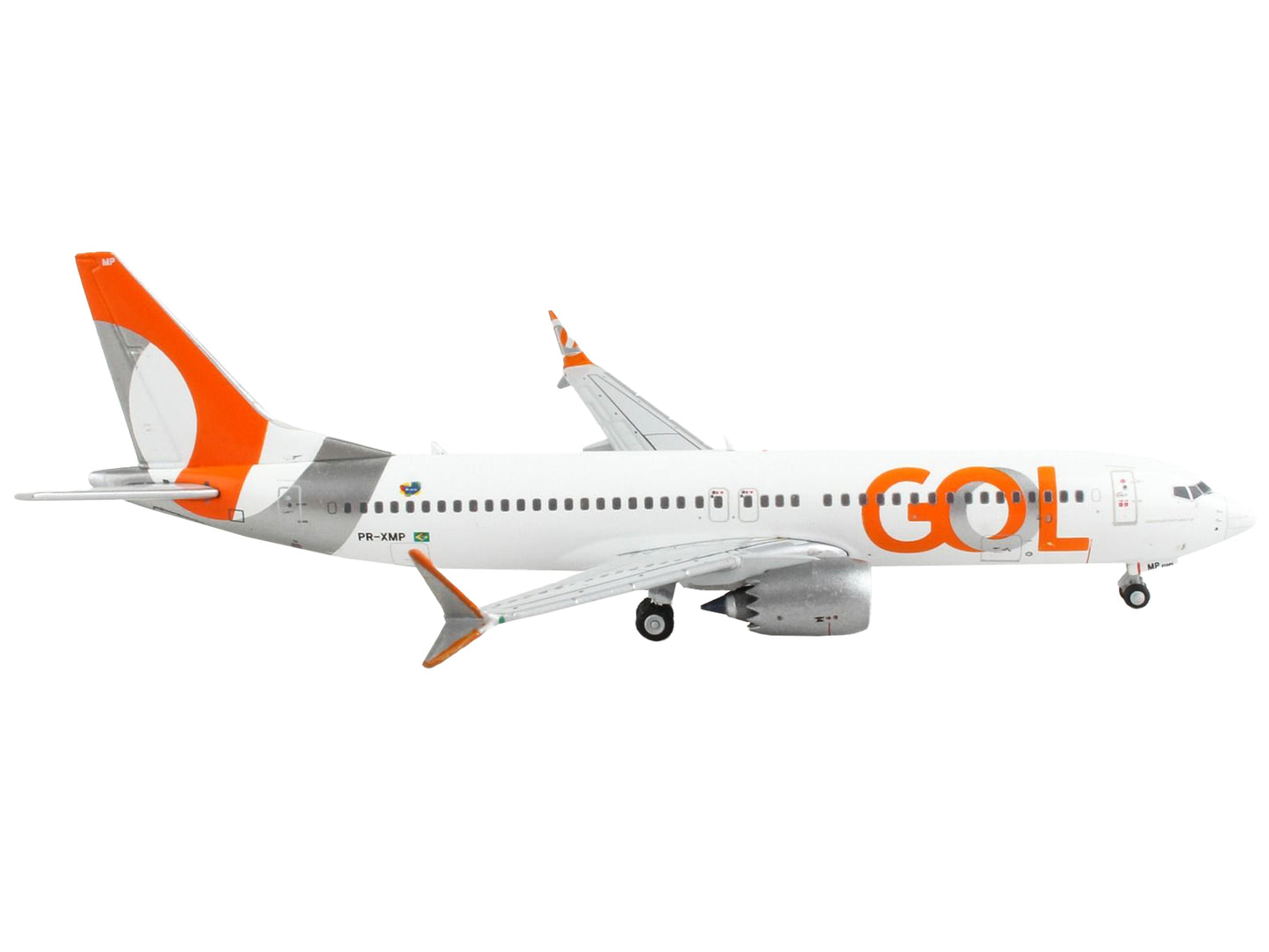 GeminiJets Boeing 737 MAX 8 Commercial Aircraft "Gol Linhas Aereas Inteligentes" White with Orange and Silver Tail 1/400 Diecast Model Airplane by GeminiJets