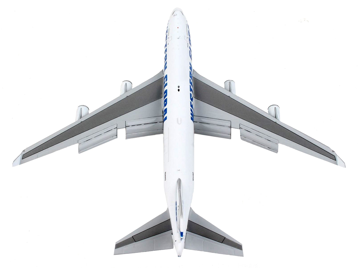 GeminiJets Boeing 747-400F Commercial Aircraft with Flaps Down "Western Global" White with Blue Tail Stripes 1/400 Diecast Model Airplane by GeminiJets